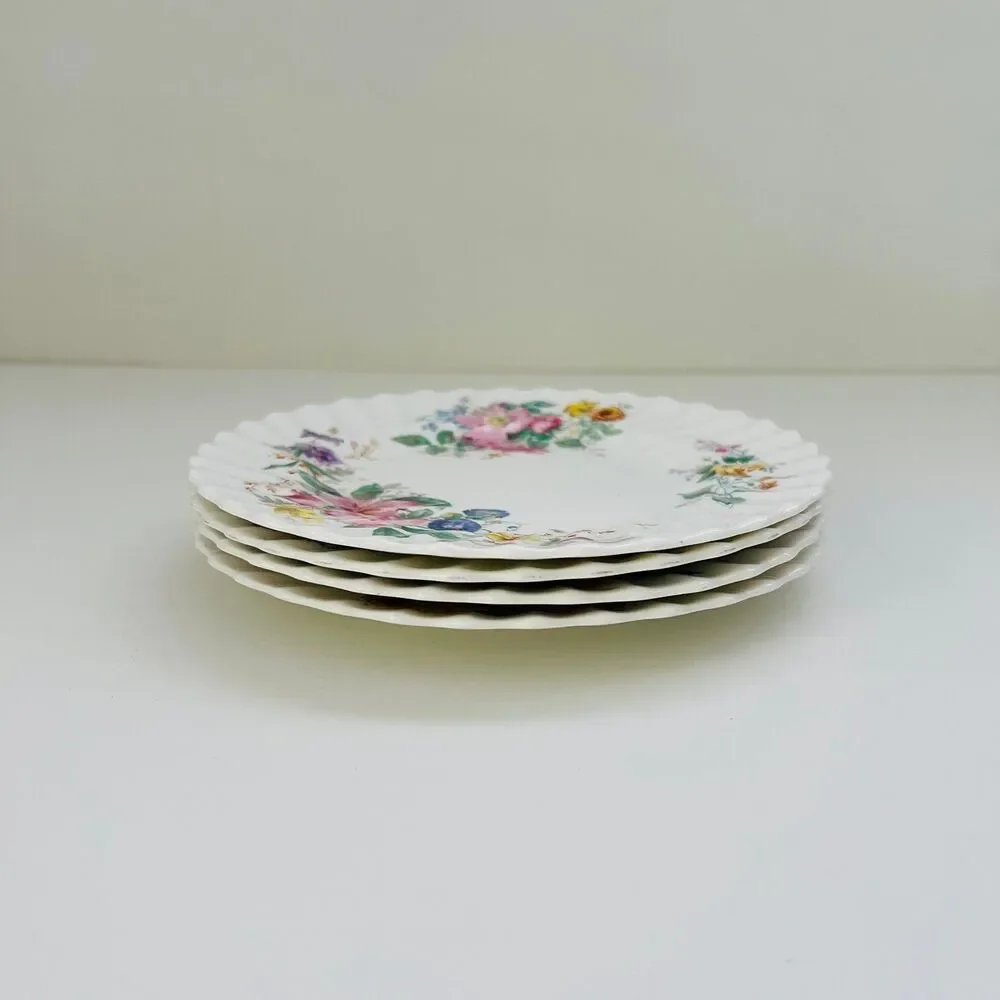 ROYAL DOULTON Arcadia Scalloped Edge Bone China Salad Plates, Set of 4